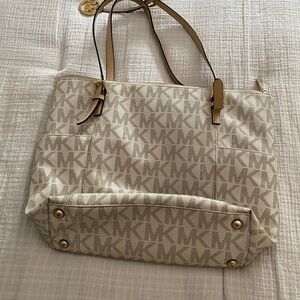 Michael Kors Beige Signature Tote Bag